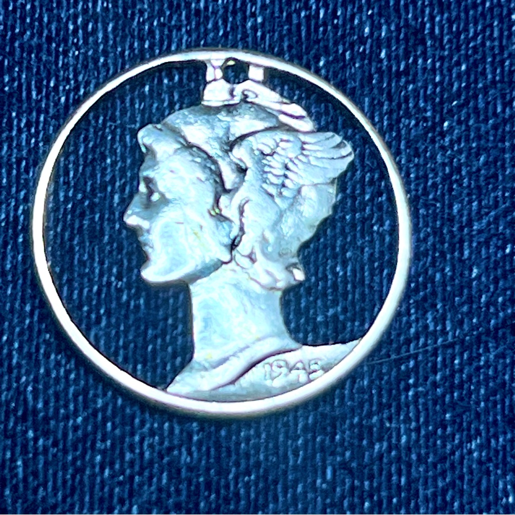 Elegant Silver Mercury Dime Coin Pendant